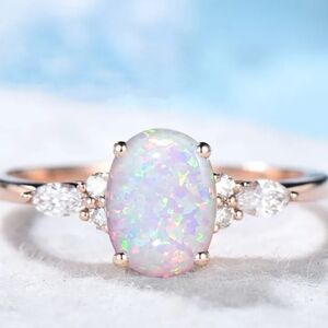 Elegant Opal and Diamond Women's Ring